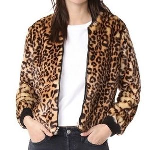 Splendid Faux Fur Leopard Bomber Jacket - Anthropologie